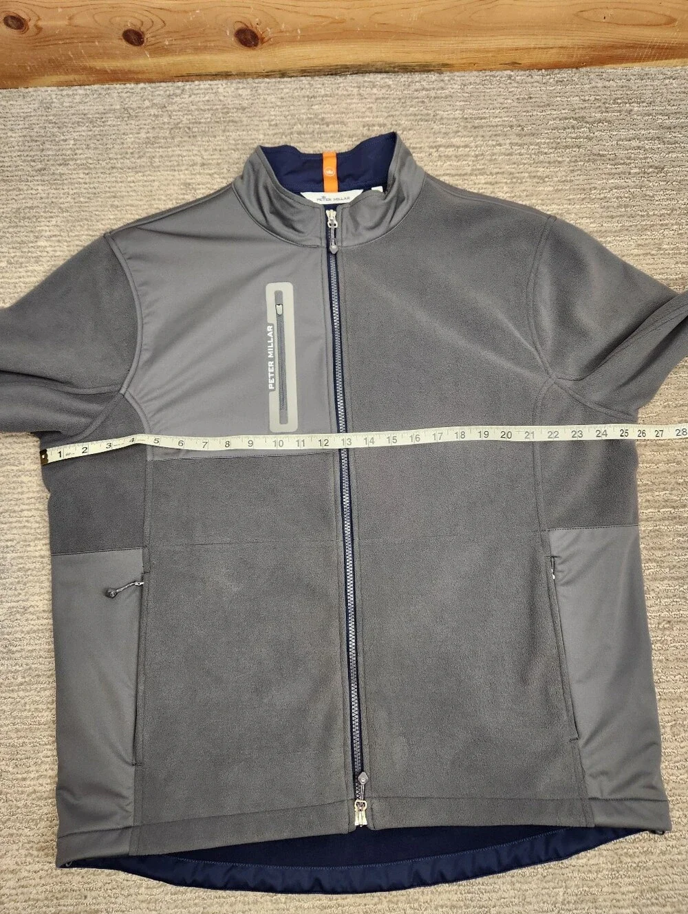 Peter Millar Thermal Block Micro Fleece Mens XL Gray Soft Shell Full Zip Coat